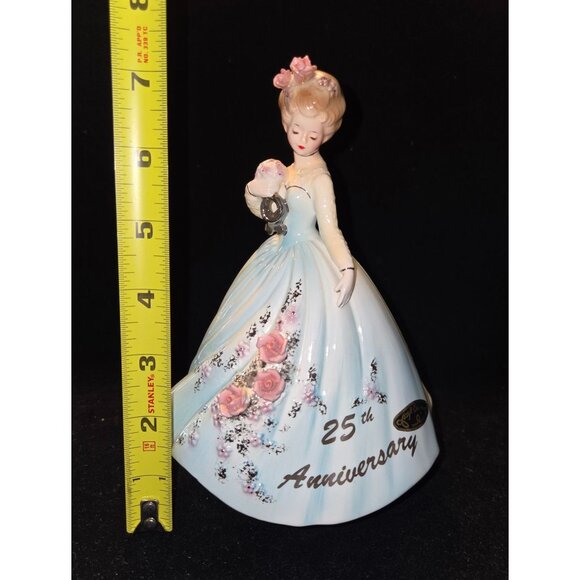 25th Anniversary Josef Orig blue lady Music Box Figurine With Rotating Base & Pi - Picture 5 of 5